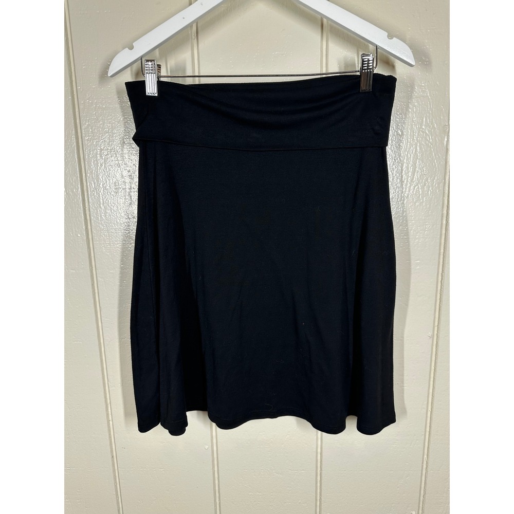 Old Navy Skirt Women Medium Black A-Line Mini Fold-Over Waist Jersey Knit Casual